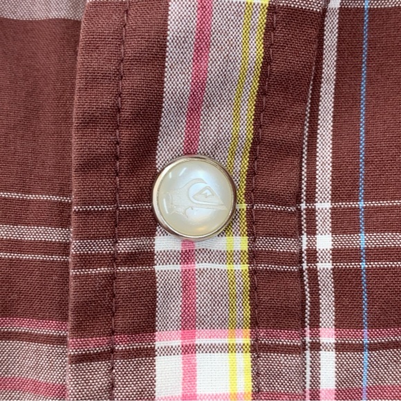 Quicksilver Western Shirt Mens XL Brown Plaid Button Down Pearl Snap Buttons Y2K - Picture 7 of 11